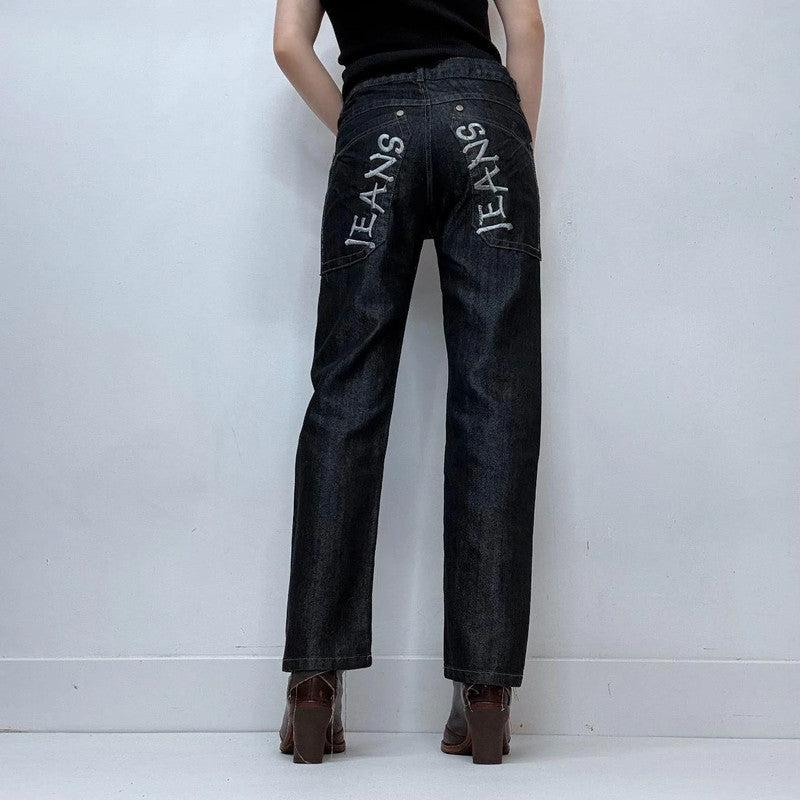 dark denim salvage wash fitted jeans