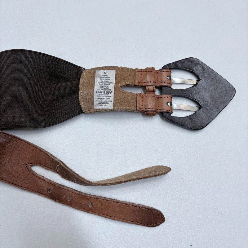 oversized tan leather belt