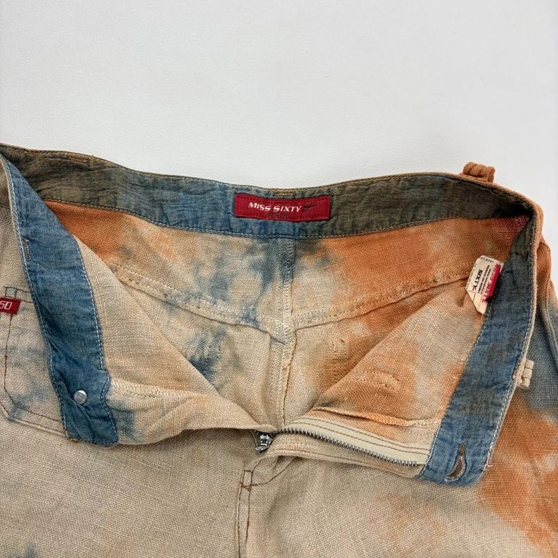 wide leg distressed dyed Linen trousers
