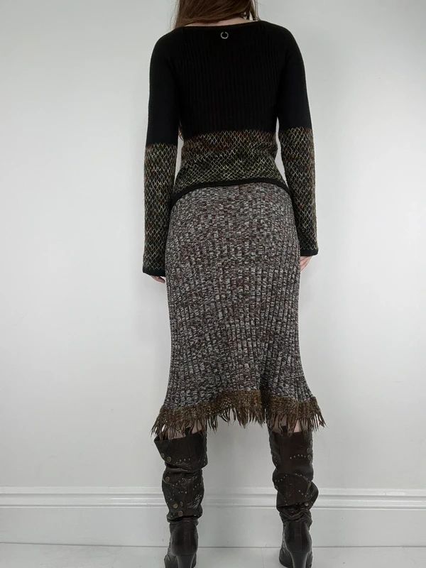 Save the Queen drop waist knitted tassel beaded dress