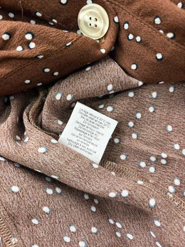 Brown polkadot button Rouje midi skirt