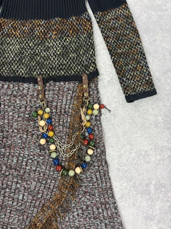 Save the Queen drop waist knitted tassel beaded dress