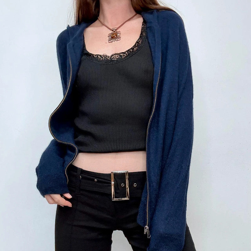 navy cashmere slouchy hoodie