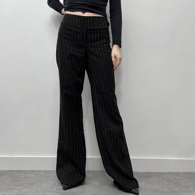 pinstripe wide leg suit pants