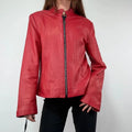 Red Studded Leather zip Jacket