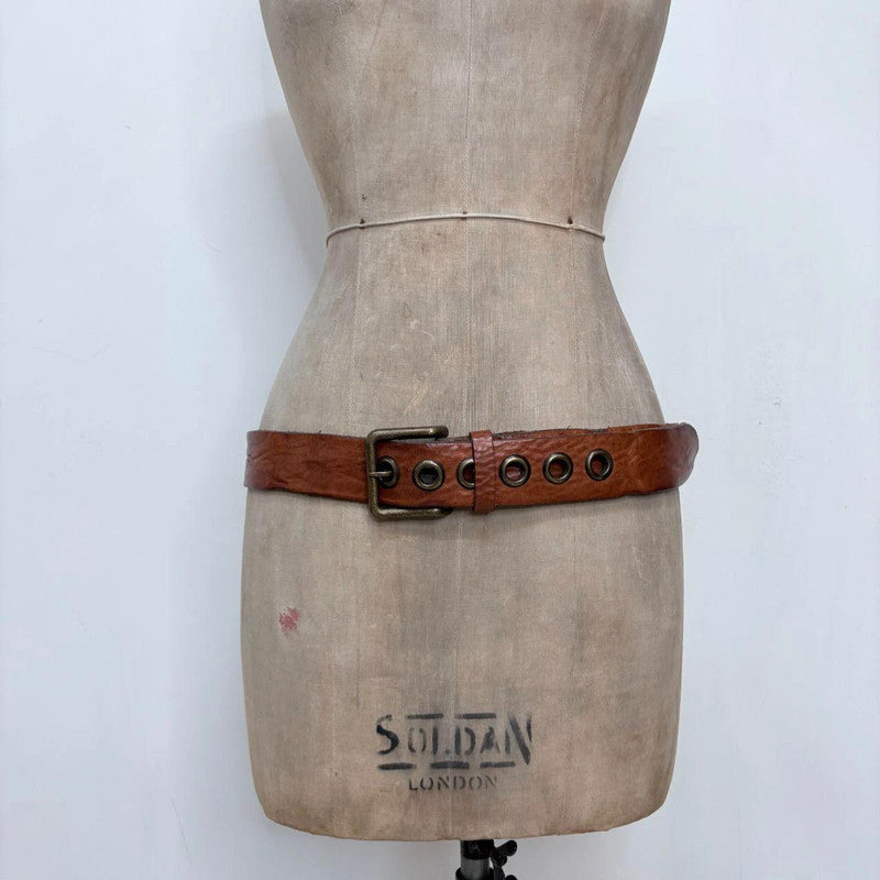 Brown chunky eyelet belt