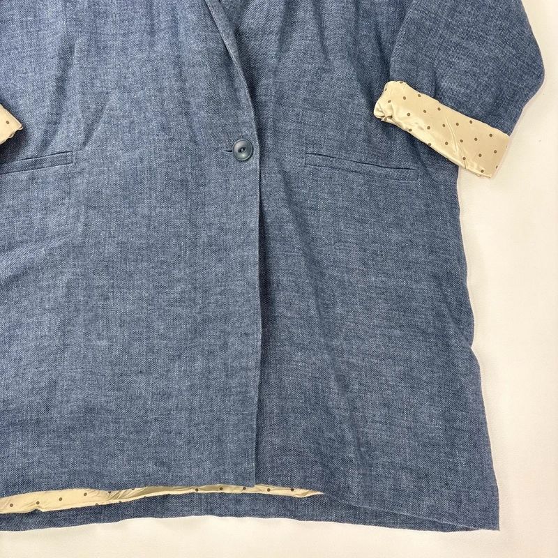blue linen slouchy oversized long blazer
