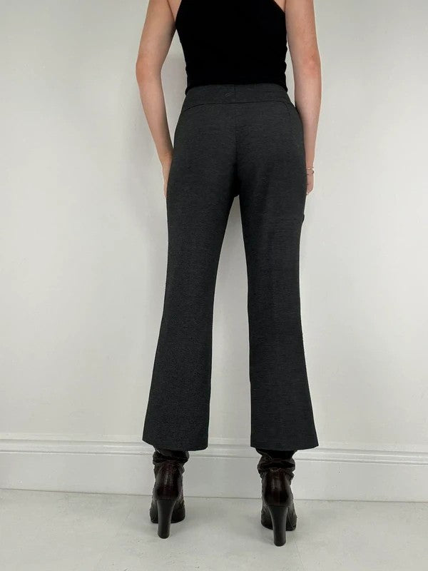 Grey thick waistband flared trousers
