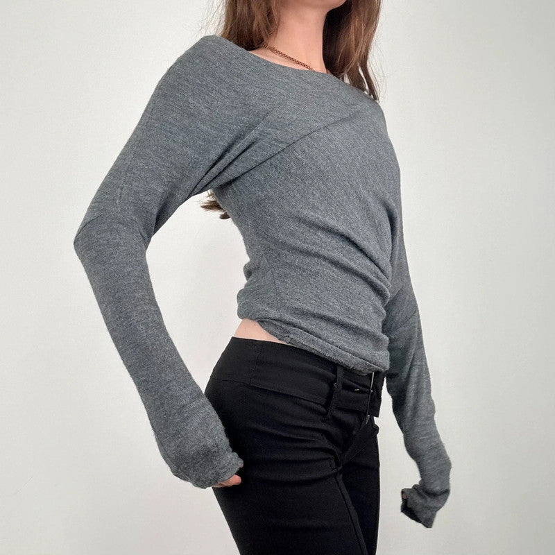 asymmetric grey batwing jumper