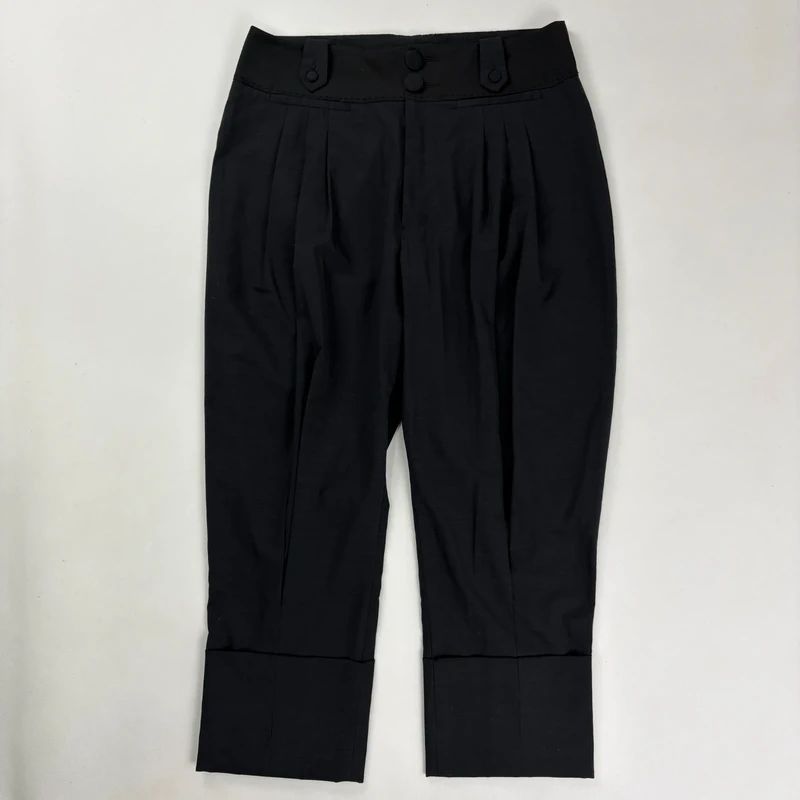 pleated black tailored trousers