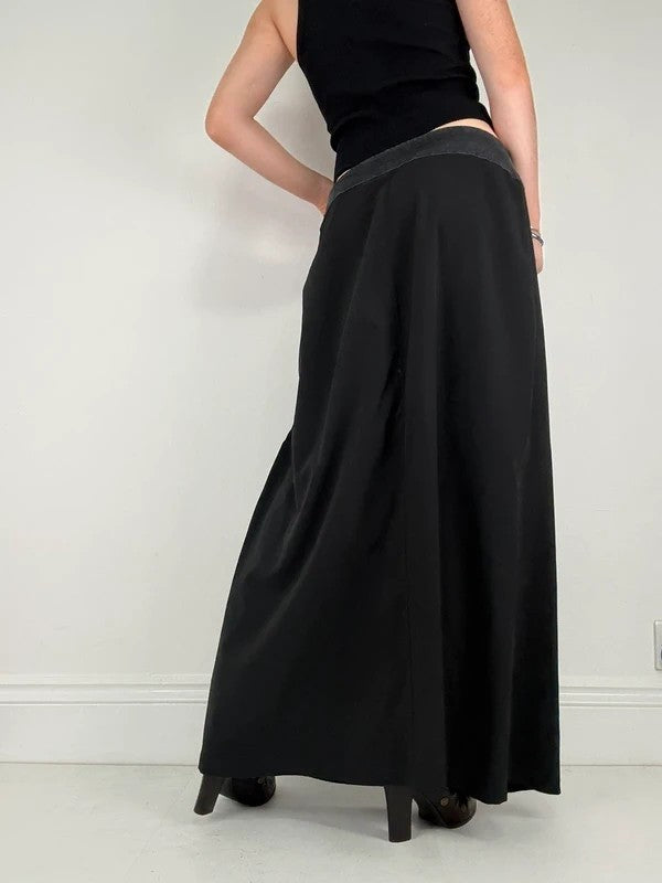 Black Cop Copine Paris maxi skirt with denim waistband