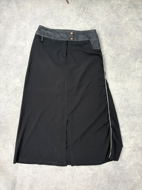 Black Cop Copine Paris maxi skirt with denim waistband