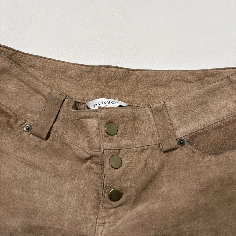 tan suede leather flared 70s trousers