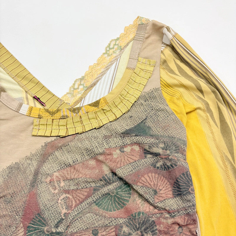 *Save the Queen* khaki lace patterned top