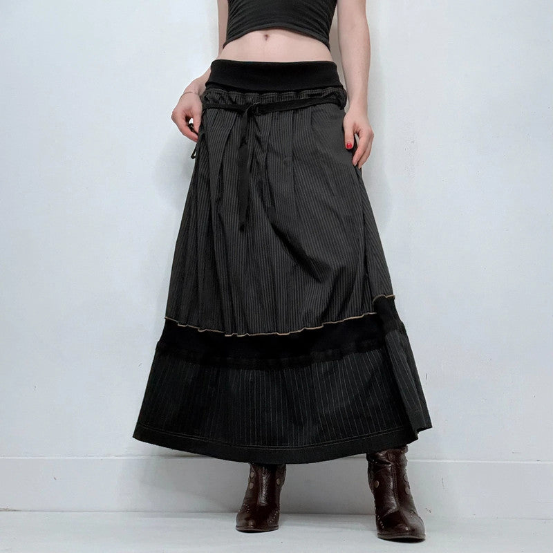 black Cop Copine pinstripe structured maxi skirt