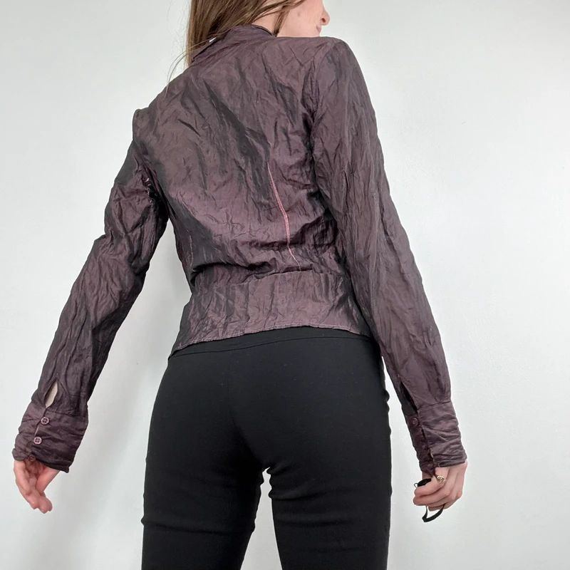 crinkle flared gathered blouse