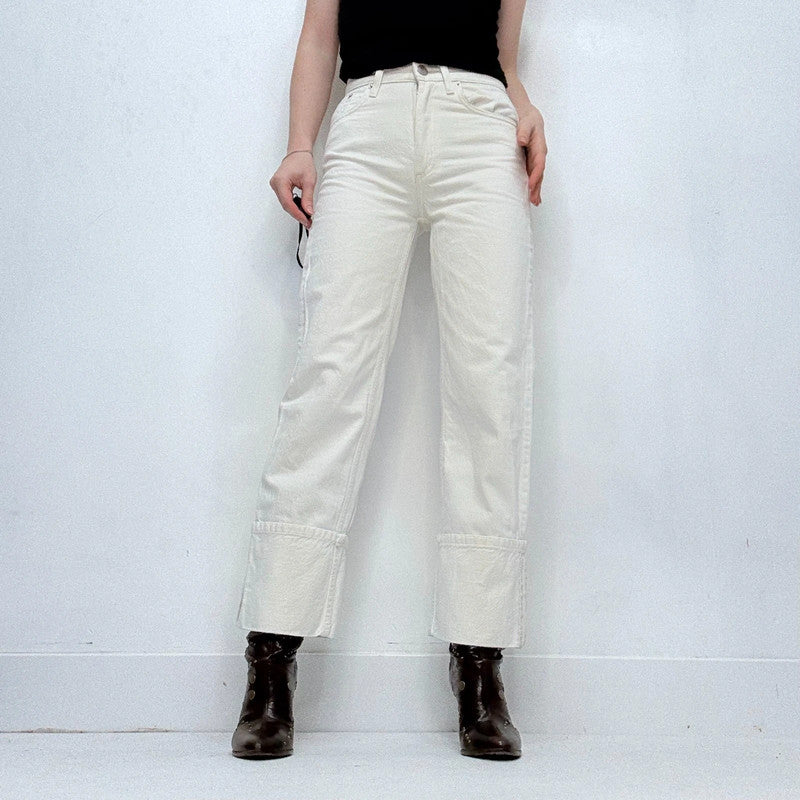 white zara cuffed jeans