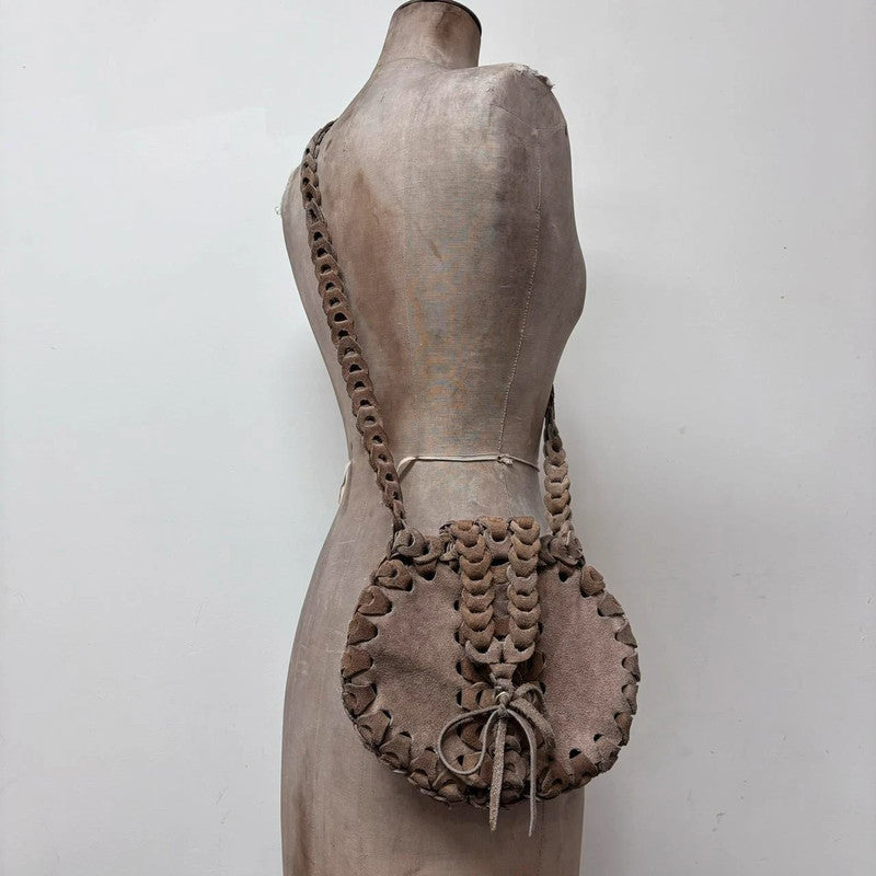 boho woven suede bag