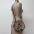 boho woven suede bag