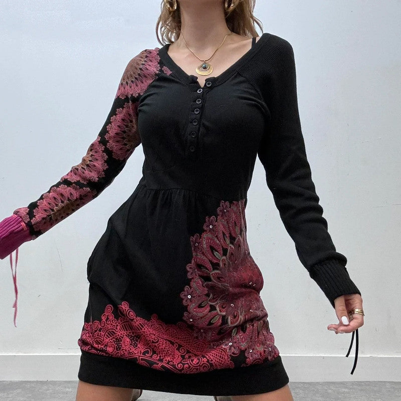 black desigual graphic y2k dress