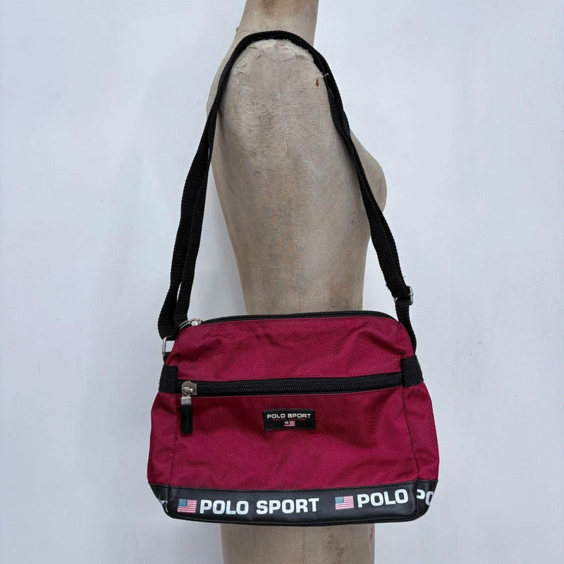 90s red Ralph Lauren polo sport bag