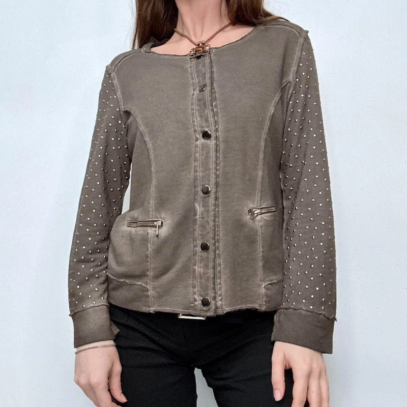 studded distressed flared top