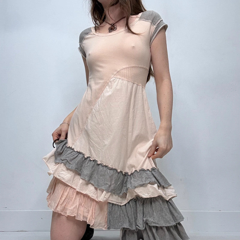 asymmetric pink ruffle dress