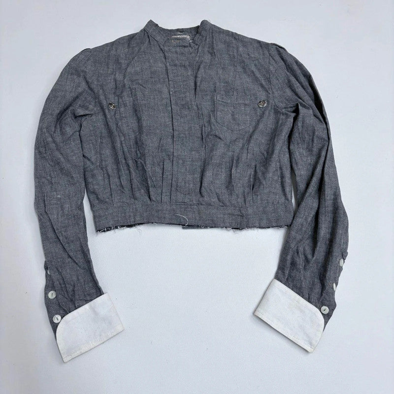 grey cropped edwardian style shirt