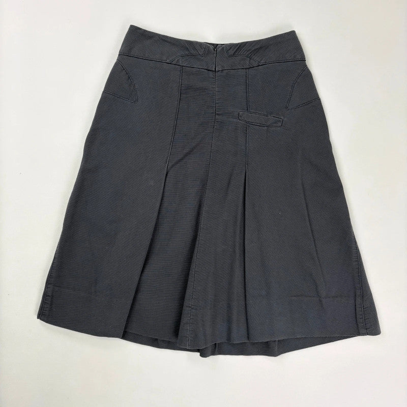 navy blue structured textured midi skirt