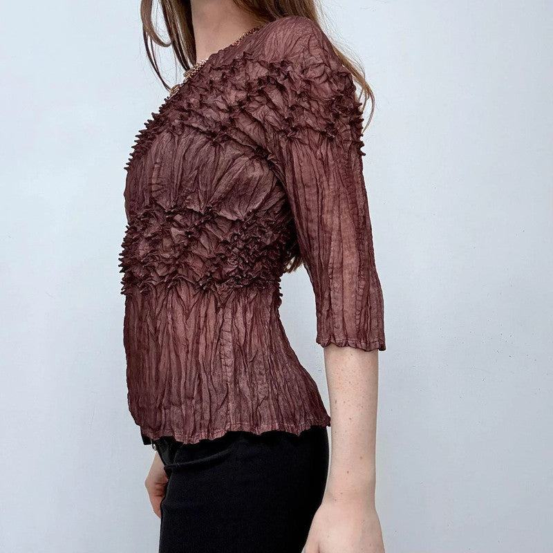 crinkle shibori textured top
