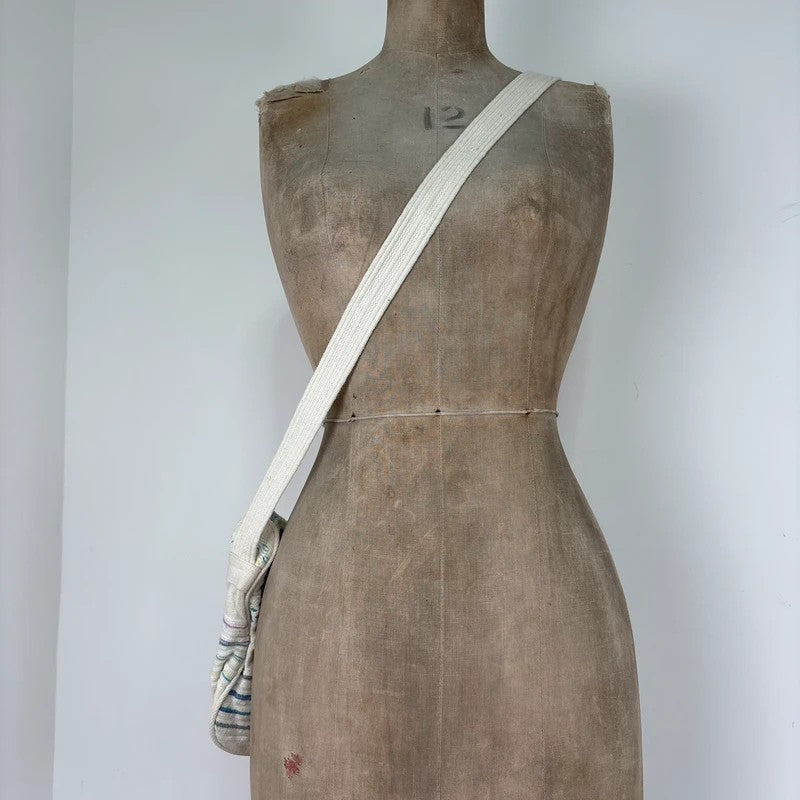 Woven cotton kantha cream crossbody bag