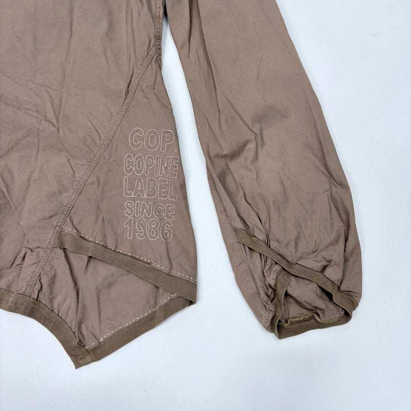 Cop Copine brown asymmetric puff sleeve utility jacket