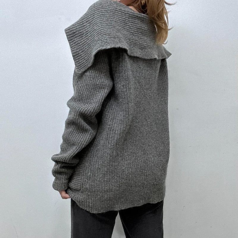 grey knitted slouchy waterfall cardigan
