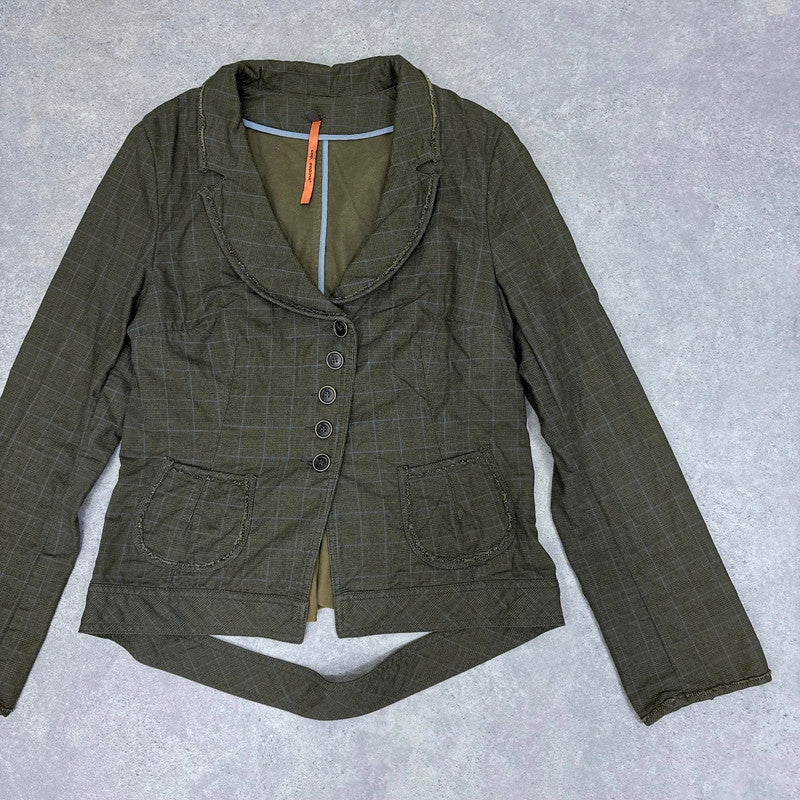 Cop Copine khaki green pinstriped flared utility jacket