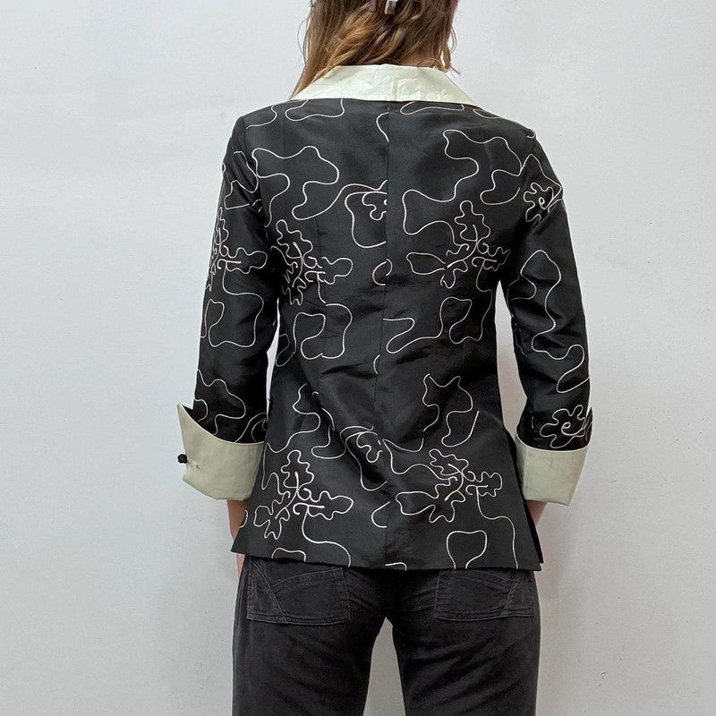 flared emboidered silk jacket
