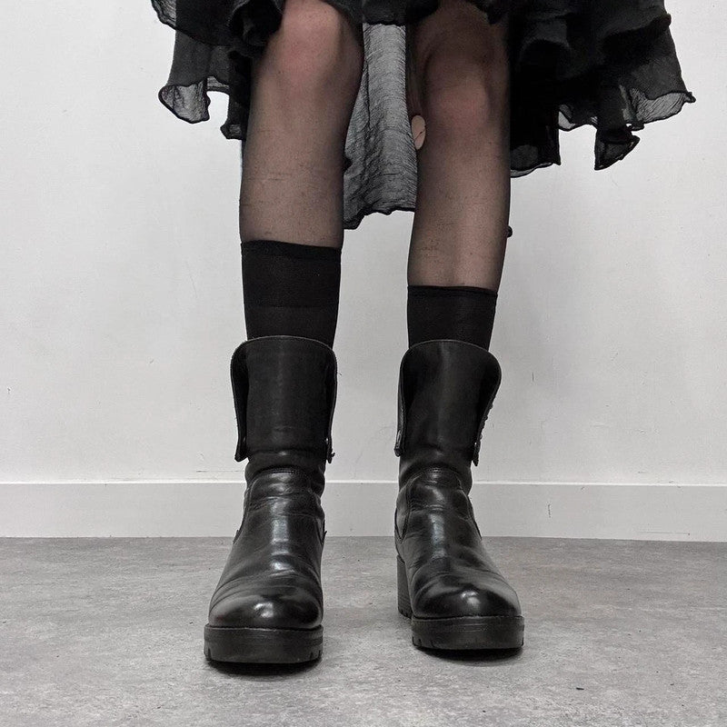 black studded leather biker boots