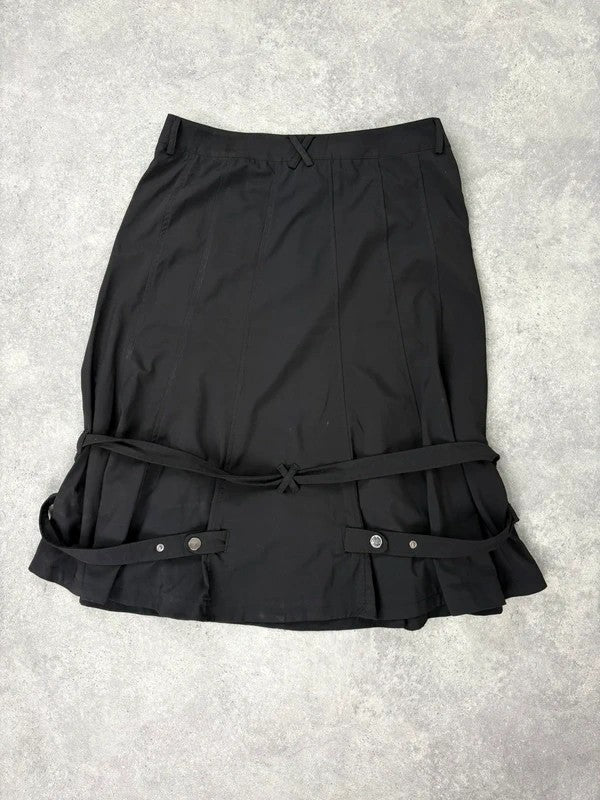 Black grunge a-line midi skirt