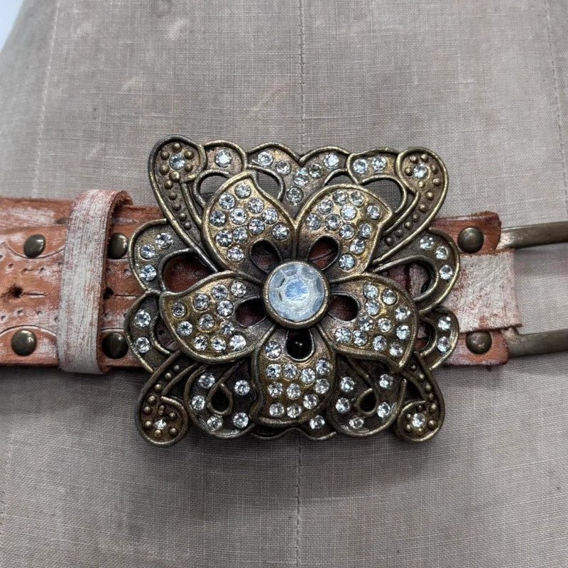 leather studded distressed belt