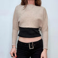 tan batwing cropped cashmere jumper