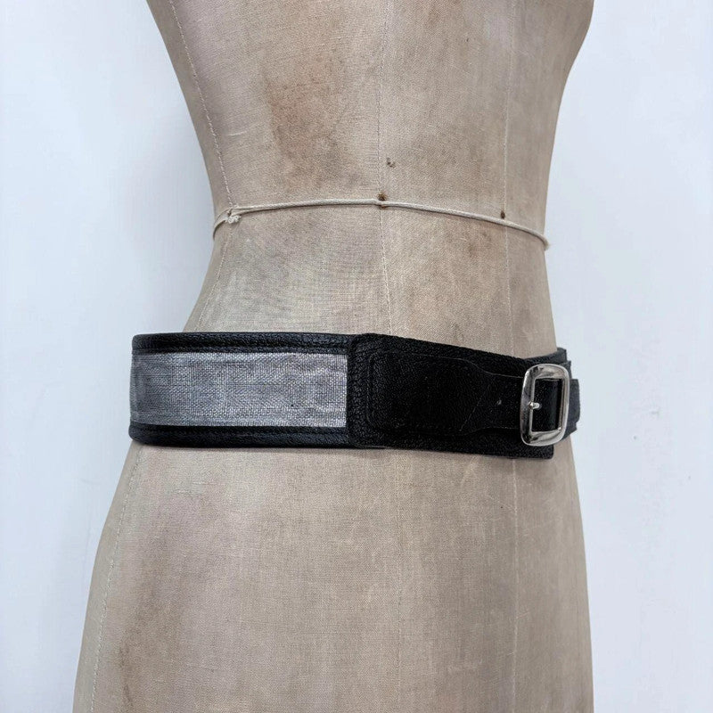 black leather Kenzo silver belt