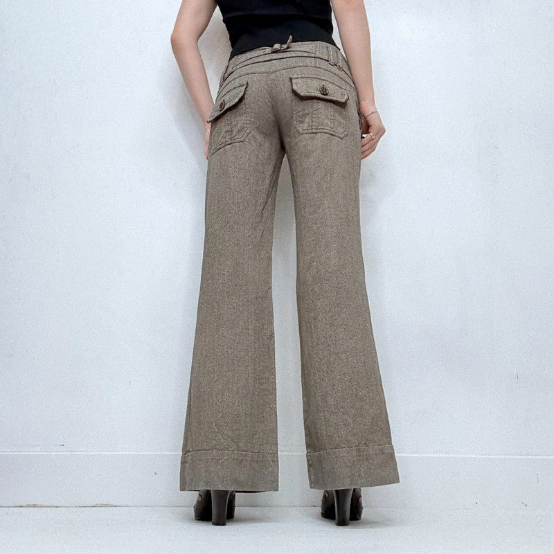 button corset waistband low rise suit pants