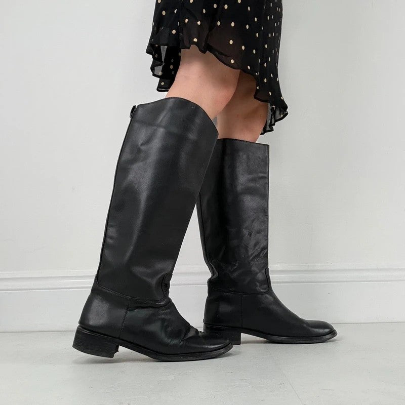Valentino Black leather riding boots