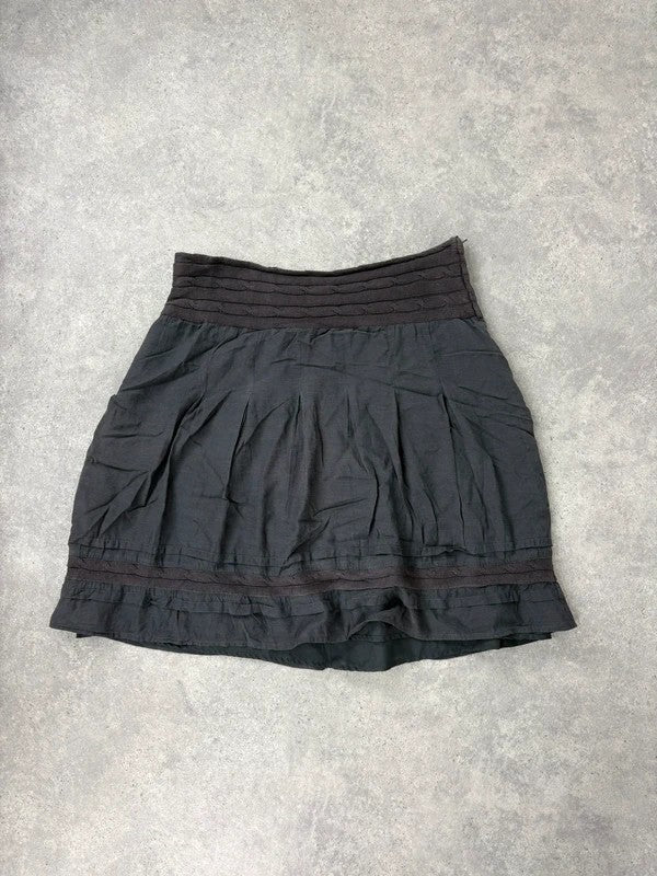 Blue low-rise drop-waist navy sheer midi skirt