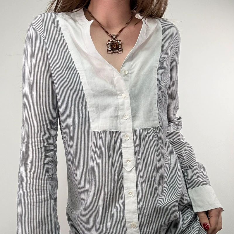 pinstripe cotton long shirt