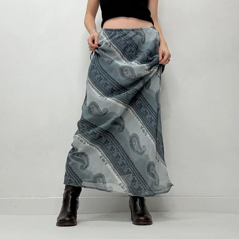 blue paisley maxi skirt