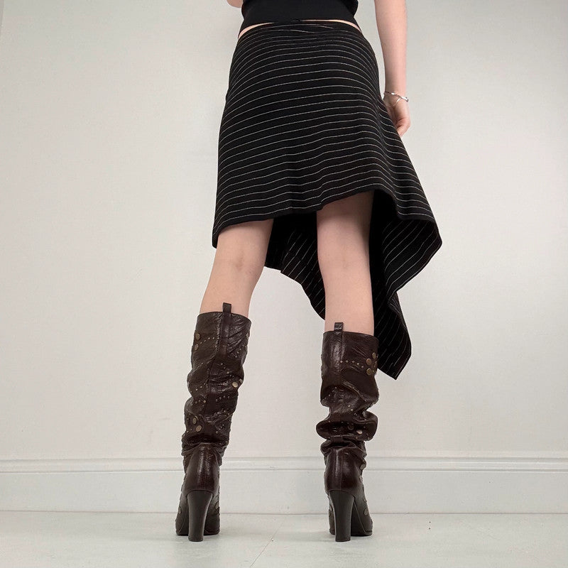 Cop Copine asymmetric black pinstripe skirt