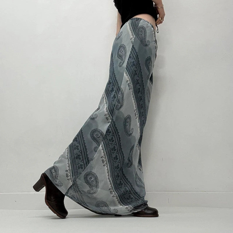 blue paisley maxi skirt