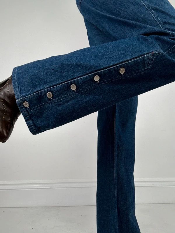 Vintage napoleonic nautical button up denim flares