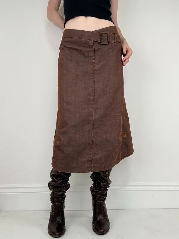 Cop Copine structured brown midi skirt