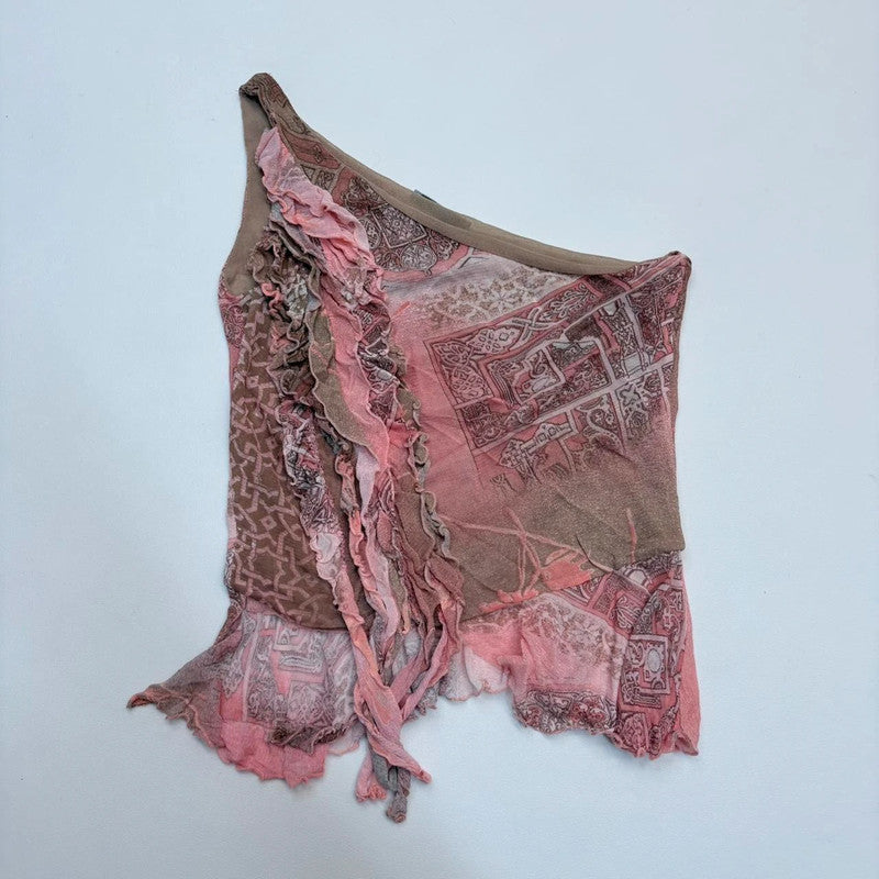 asymmetric pink flutter vest